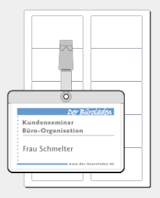 Professionelle Namensschilder mit Standard-Produkten von Papier & mehr selber drucken