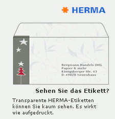 Transparente HERMA Etiketten Adressen auf farbigen und Motivumschl&auml;gen