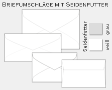 Seidengef&uuml;ttertet Umschl&auml;ge f&uuml;r Einladungen und Gl&uuml;ckw&uuml;nsche