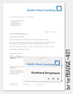 neutrales Formular im integriertem und entnehmbbaren Namensschild
