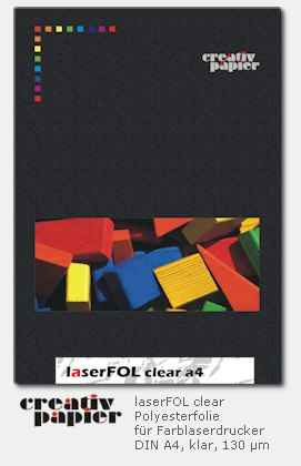 Tansparente, extra starke Laserfolie  f&uuml;r Farblaserdrucker