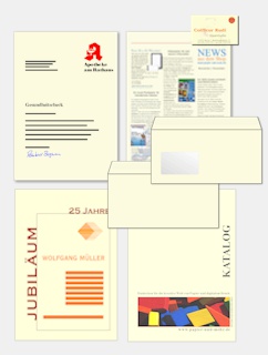 sehr �sthetisches, naturwei�es Gesch�ftspapier mit Umschl�gen