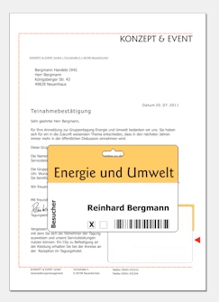 Briefbogen mit integriertem Namensschild