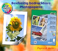Beidseitig bedruckbare Photopapiere hochgl&auml;nzend und seidenmatt 