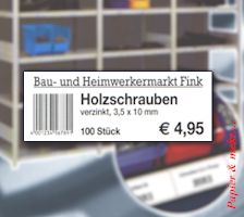 Regalschilder f&uuml;r Scannerschienen und zur Preisauszeichnung 