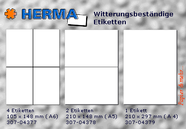 Sortiments&uuml;bersicht - Witterungsbest&auml;ndige Etiketten 