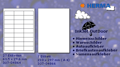 Sortiments&uuml;bersicht HERMA InkPrint wetterfest  