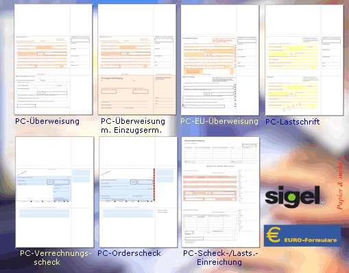 Sigel Bankformulare - Sortiments&uuml;bersicht