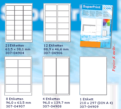 Sortiment&uuml;bersicht:  HERMA ColorPrint Etiketten f&uuml;r Farblaser