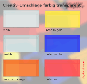 transparente, farbige Briefumschl&auml;ge DIN lang, 100 g