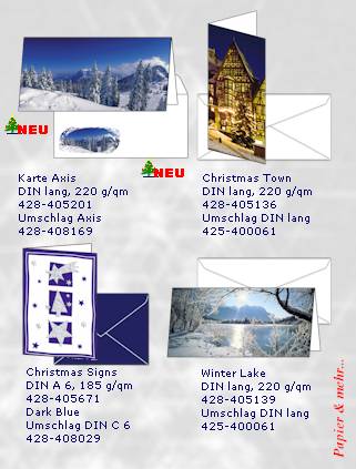 Karten mit weihnachtlichen Motiven