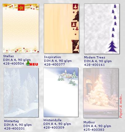 Papiere mit weihnachlichen Motiven 