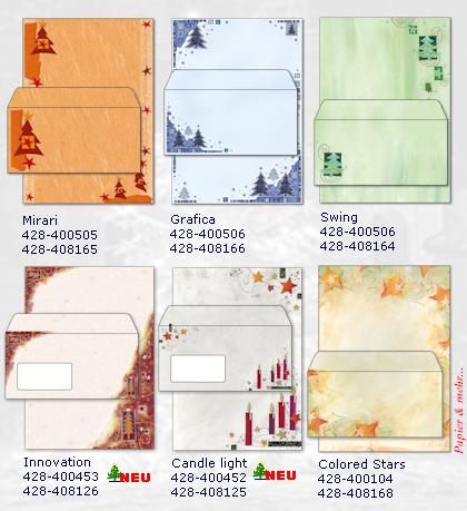 Papiere und Umschl&auml;ge mit weihnachlichen Motiven f&uuml;r Ihre Weihnachtsgr&uuml;&szlig;e
