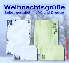 Papiere und Umschl&auml;ge mit festlichen Motiven f&uuml;r Ihre Weihnachtspost