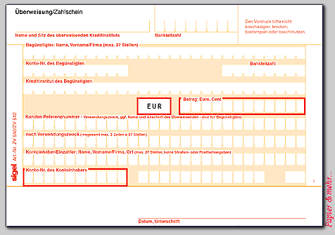 Bankformulare - �berweisung