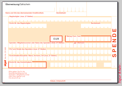 Bankformulare - Spenden-�berweisung