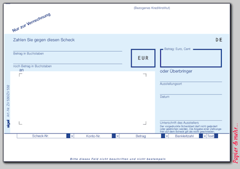 Bankformulare - Verrechnungsscheck