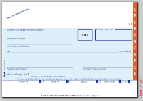 Bankformulare - Orderscheck