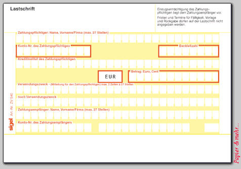 Bankformulare - Lastschrift