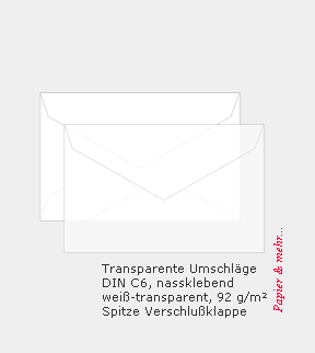 500 CreativH&uuml;llen Transparent DIN C 6 nk, wei&szlig;, 100 g/qm