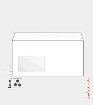 500 Briefumschl&auml;ge DIN lang  mit Fenster, wei&szlig;, 100 g/qm, Haftklebestreifen, lasergeeignet