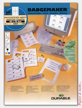 240 Einsteckschilder f&uuml;r Namensschilder 40 x 75 mm Ecken gerundet 