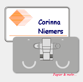 Hochwertige Namenschilder mit  Kombiklemme