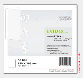 50 Blatt EVIDIA 100, natur transparent, als Einleger f&uuml;r Einladungkarten