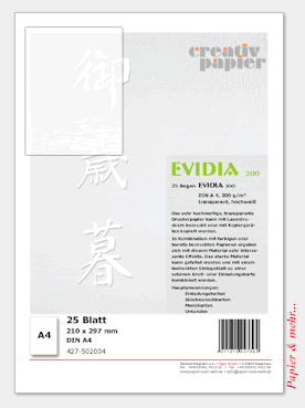 EVIDIA 100 transparentes Papier f&uuml;r kreative Drucksachen