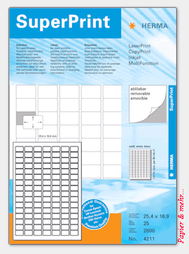 25 Bogen HERMA SuperPrint Etiketten 4211 - 25,4 x 16,90 mm leicht haftend