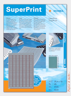 25 Bogen HERMA Typenschild-Etiketten 4220