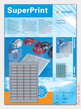 25 Bogen HERMA Typenschild-Etiketten 4221