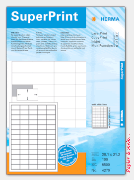 100 Bogen HERMA SuperPrint Etiketten 4270 - 38,1 x 21,2 mm