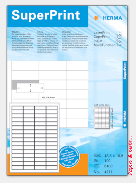 100 Bogen HERMA SuperPrint Etiketten 4271 - 48,3 x 16,9 mm