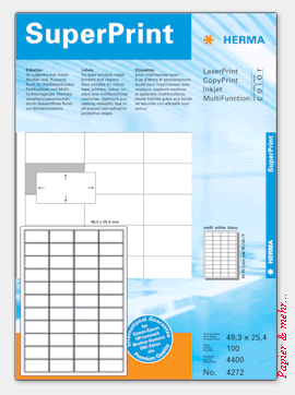 100 Bogen HERMA SuperPrint Etiketten 4272 - 48,3 x 25,4 mm