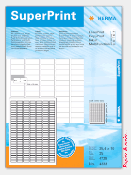 25 Bogen HERMA SuperPrint Etiketten 4333 - 25,4 x 10,0 mm