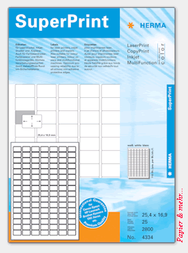 25 Bogen HERMA SuperPrint Etiketten 4334 - 25,4 x 16,9 mm