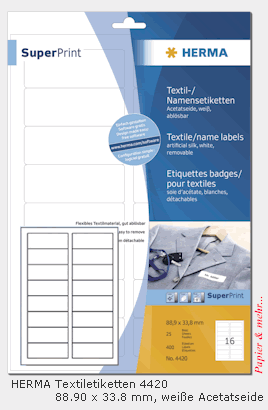 25 Bogen HERMA Etiketten 4420 , Acetatseide