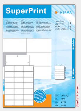 100 Bogen HERMA Etiketten 4451,  70 x 42 mm