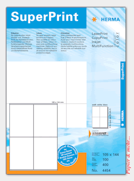 100 Bogen HERMA Etiketten 4454, 105 x 144 mm (DIN A 6)