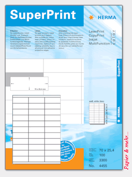 100 Bogen HERMA Etiketten 4455,  70 x 25,4 mm