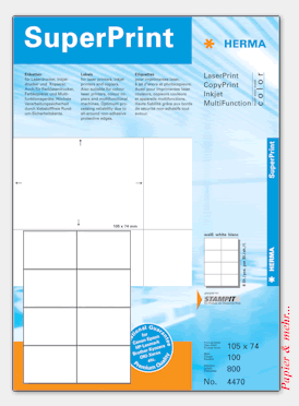 100 Bogen HERMA Etiketten 470, 105 x 74 mm