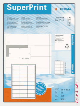 25 Bogen HERMA Folien-Etiketten 4681 f&uuml;r Laserdrucker