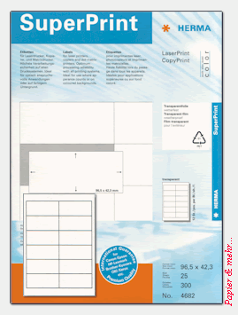 25 Bogen HERMA Folien-Etiketten 4682 f&uuml;r Laserdrucker