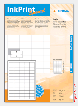 100 Bogen HERMA InkPrint Spezial-Etiketten 4810