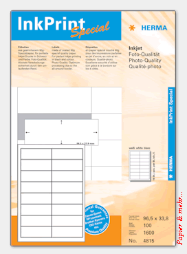 100 Bogen HERMA InkPrint Spezial-Etiketten 4815