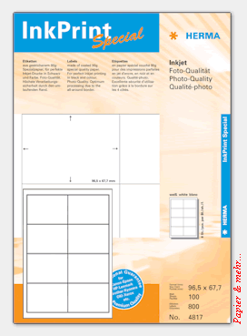 100 Bogen HERMA InkPrint Spezial-Etiketten 4817