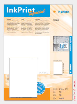 10 Bogen HERMA  Etiketten 4866 f&uuml;r Tintenstrahldrucker, wetterfest, wei&szlig;