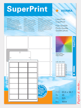 25 Bogen HERMA 4904 - Glossy-Etiketten f&uuml;r Laserdrucker