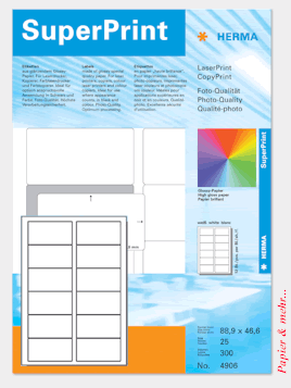 25 Bogen HERMA 4906 - Glossy-Etiketten f&uuml;r Laserdrucker
